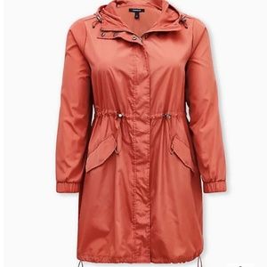 DUSTY ORANGE NYLON LONGLINE RAIN JACKET Sz 1